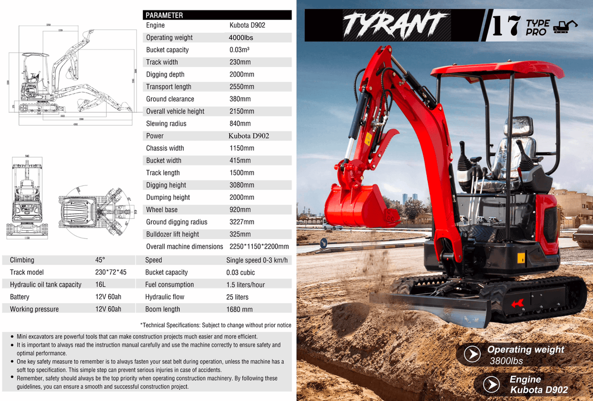 TYRANT 17 mini excavator photo 12