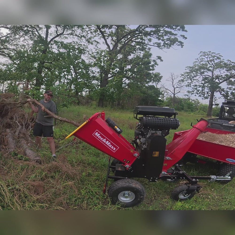 8 inch ZONSEN E-Start 1000cc 35hp Gas Powered 4 - Wheel Drum Wood Chipper with Taillight ,  B200