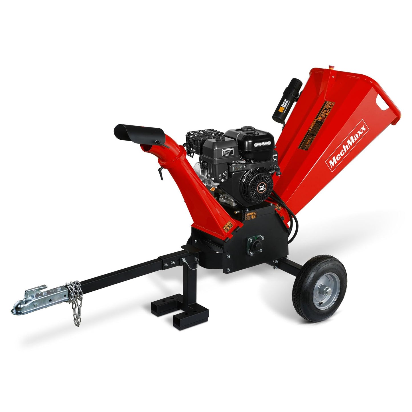 MechMaxx 8'' Inch ZONSEN 1000cc 35hp Electric Start Gasoline Powered Engine 4-Wheels Towable Wood Chipper Shredder Mulcher with Towbar/Tail Light/Emergency Stop Switch, Model B200
