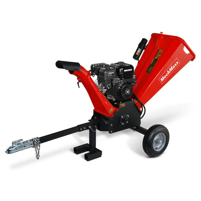 MechMaxx 8'' Inch ZONSEN 1000cc 35hp Electric Start Gasoline Powered Engine 4-Wheels Towable Wood Chipper Shredder Mulcher with Towbar/Tail Light/Emergency Stop Switch, Model B200