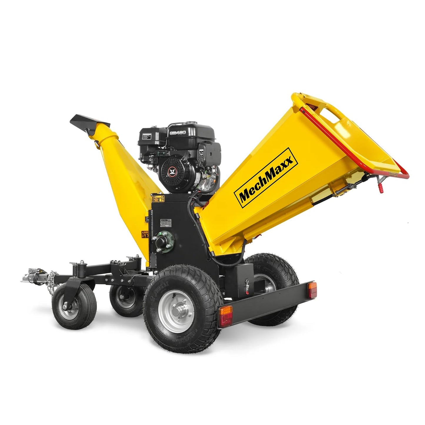 MechMaxx 4 inch DUCAR 212cc 7HP Gasoline Engine Powered Wood Chipper Shredder with Tow Bar, 4" Max Chipping Diameter Capacity, Emergency Stop Button, Model GS650