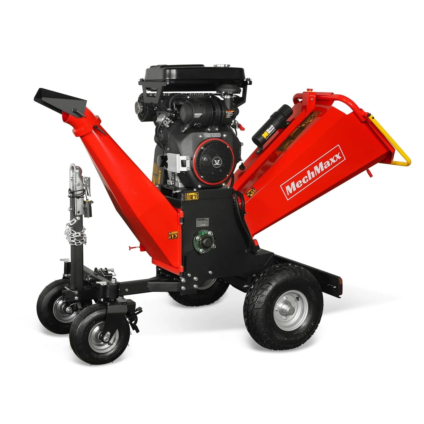 MechMaxx 8'' Inch ZONSEN 1000cc 35hp Electric Start Gasoline Powered Engine 4-Wheels Towable Wood Chipper Shredder Mulcher with Towbar/Tail Light/Emergency Stop Switch, Model B200
